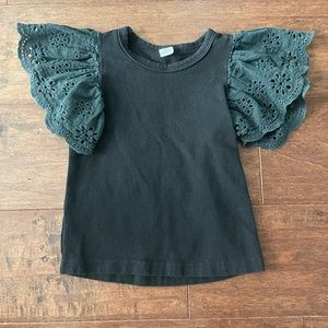 Toddler girl black flutter sleeve top